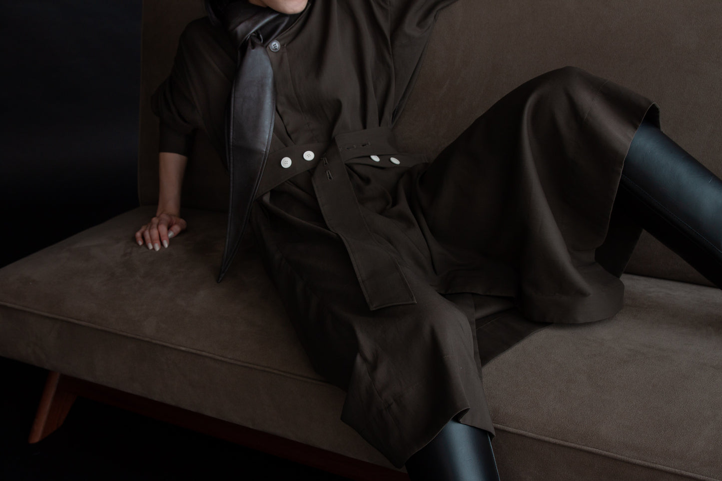BELTED OVER COAT SHIRT DRESS
