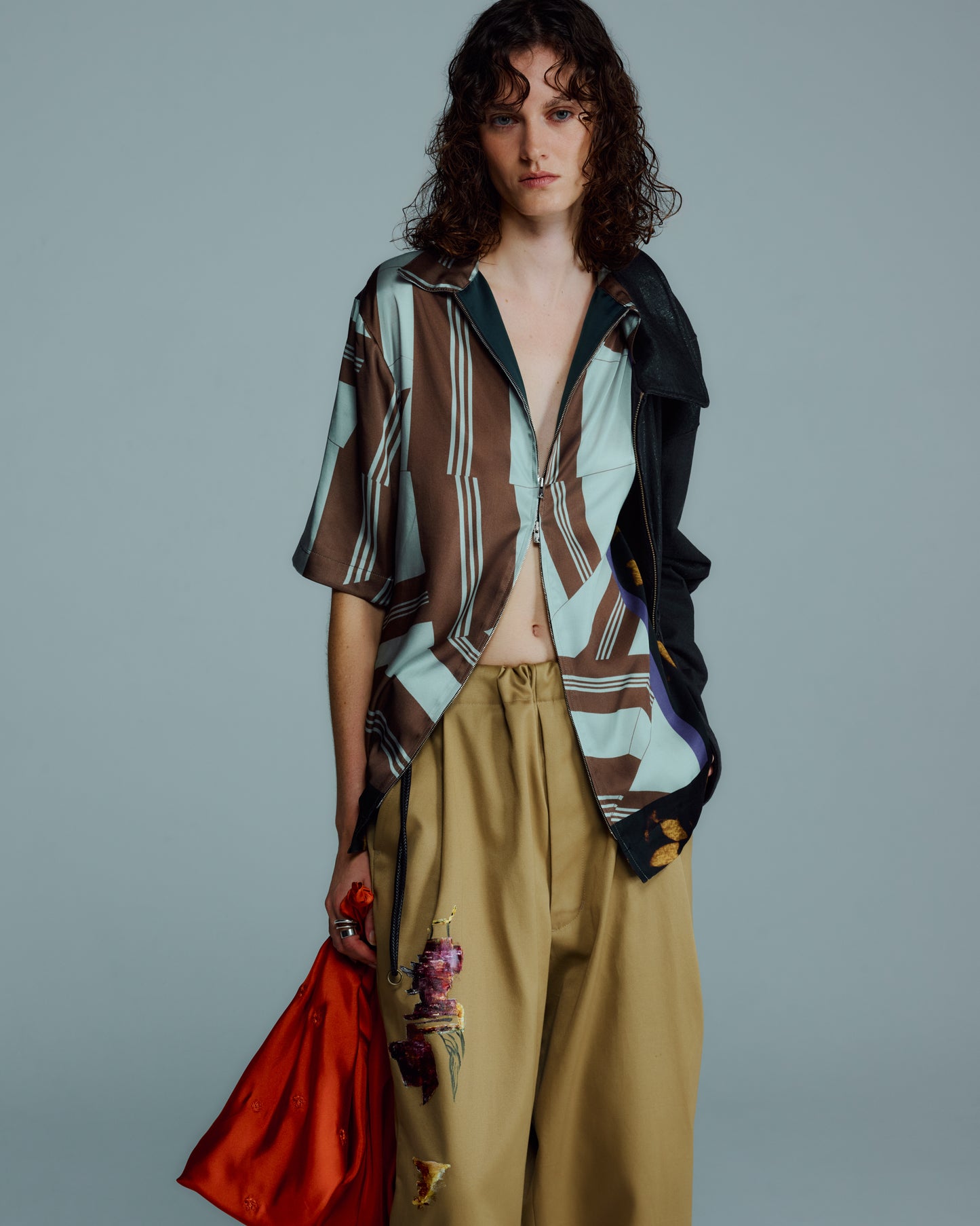 COLLAGE PRINTED OPEN COLLAR SHIRTS