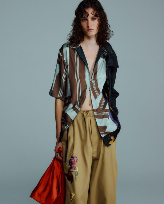 COLLAGE PRINTED OPEN COLLAR SHIRTS