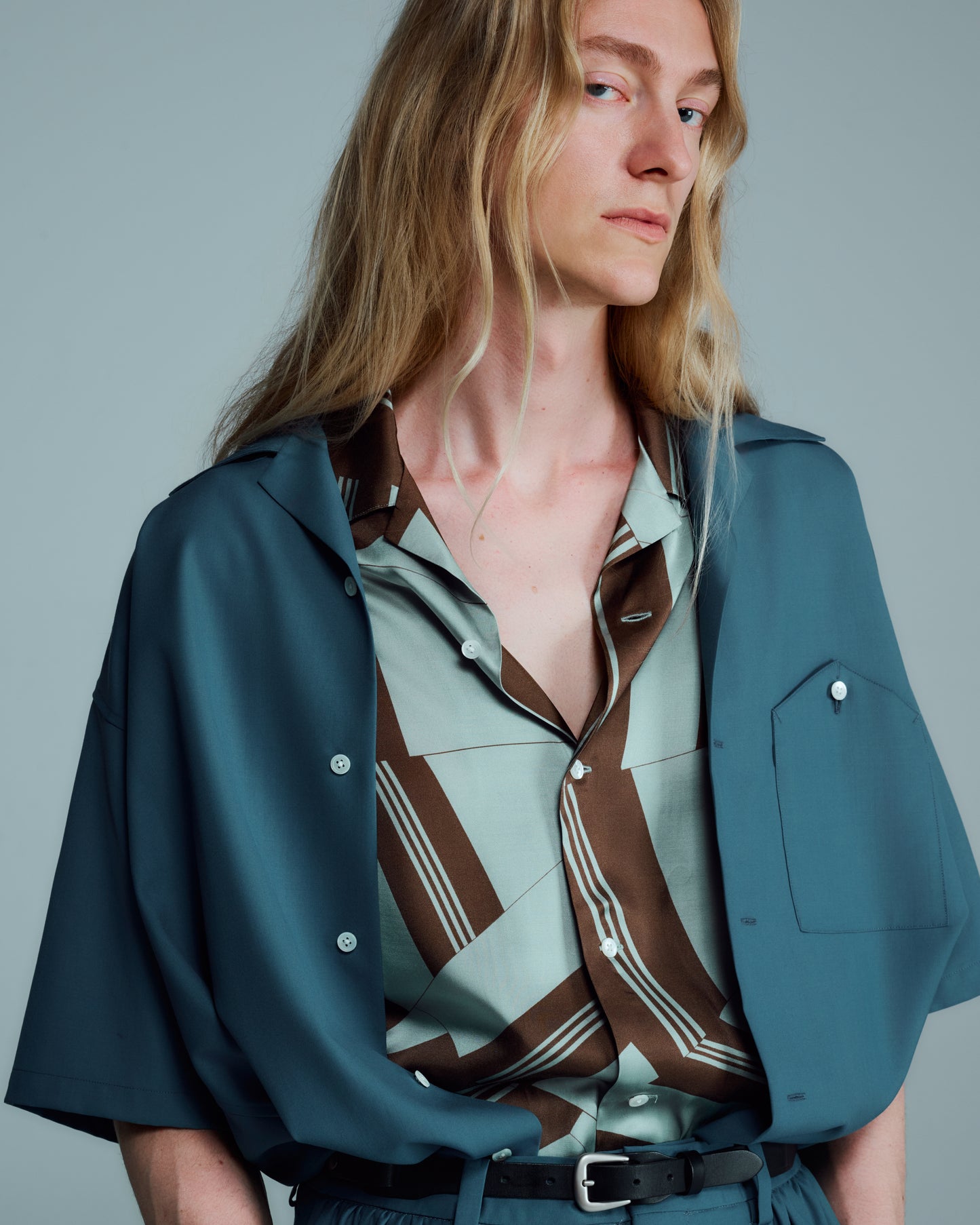 COLLAGE PRINTED OPEN COLLAR SHIRTS