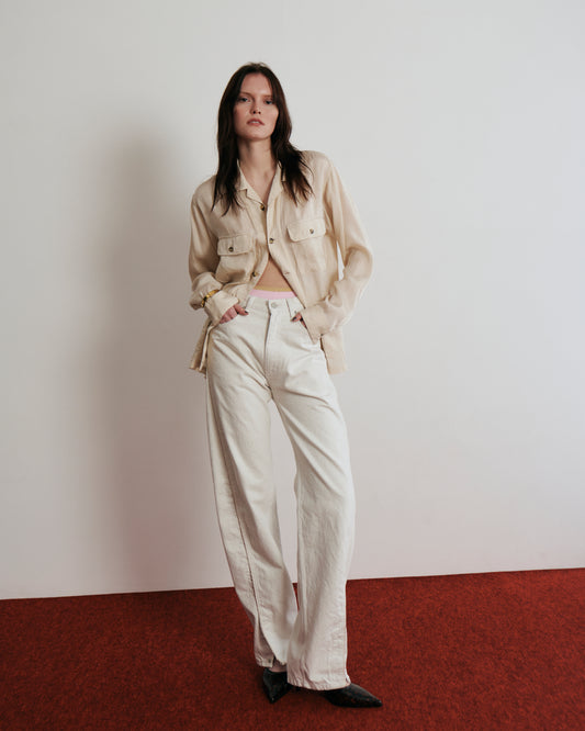 TWIST LINE WASHED STRAIGHT DENIM