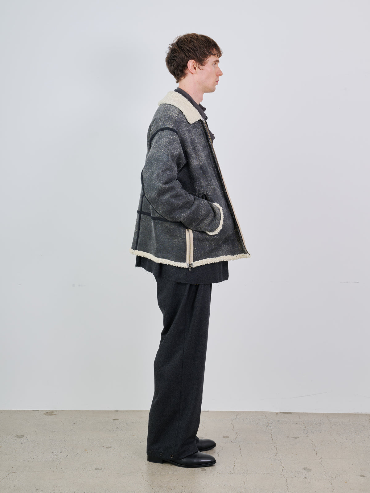 CRACK WOOL BOA BOMBER JACKET