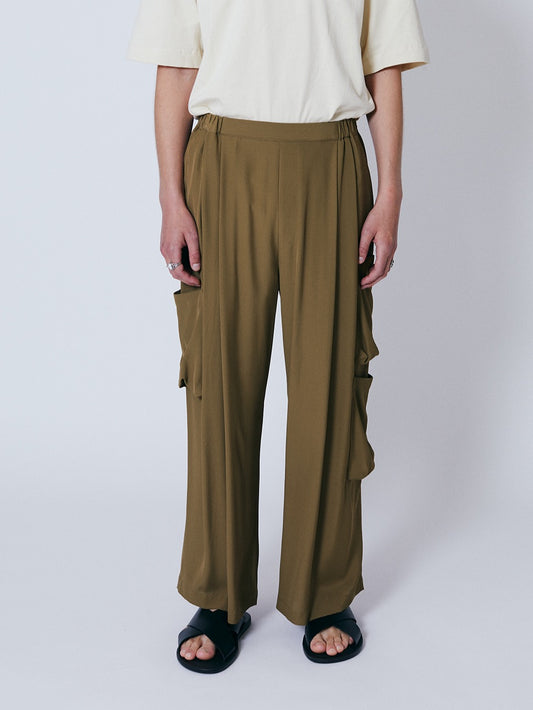 VISCOSE EASY WIDE CARGO PANTS