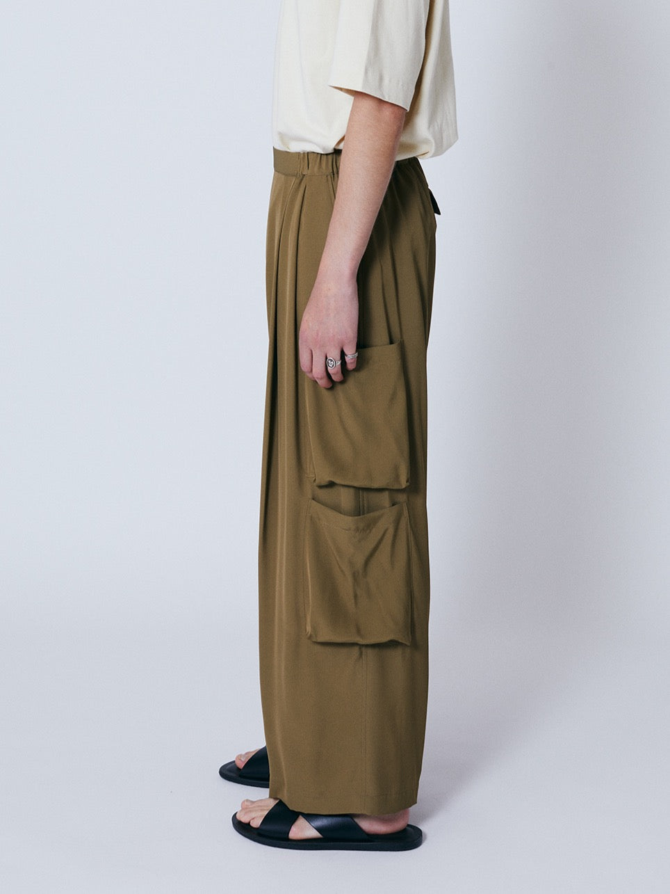 VISCOSE EASY WIDE CARGO PANTS