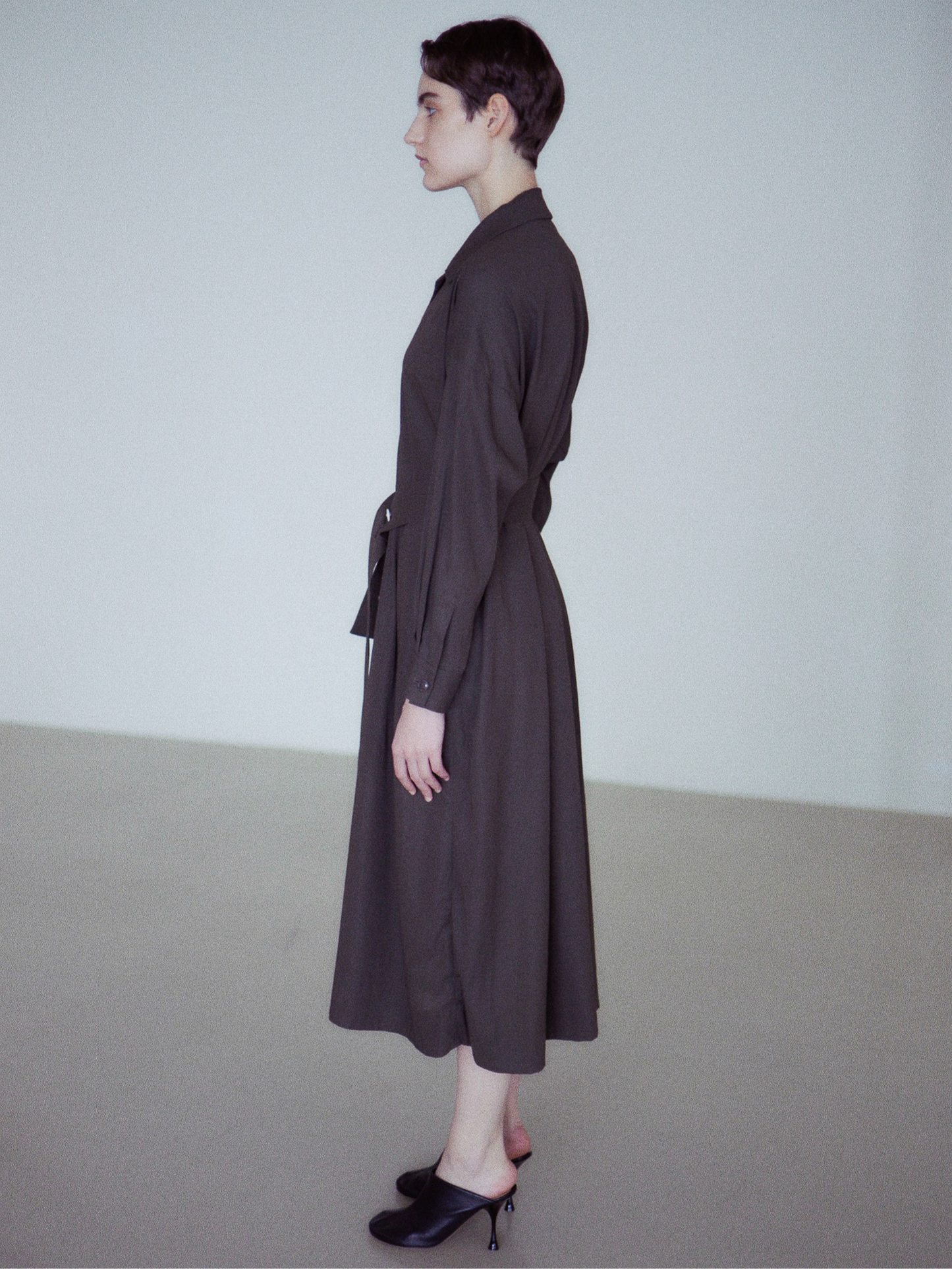 BELTED OVER COAT SHIRT DRESS
